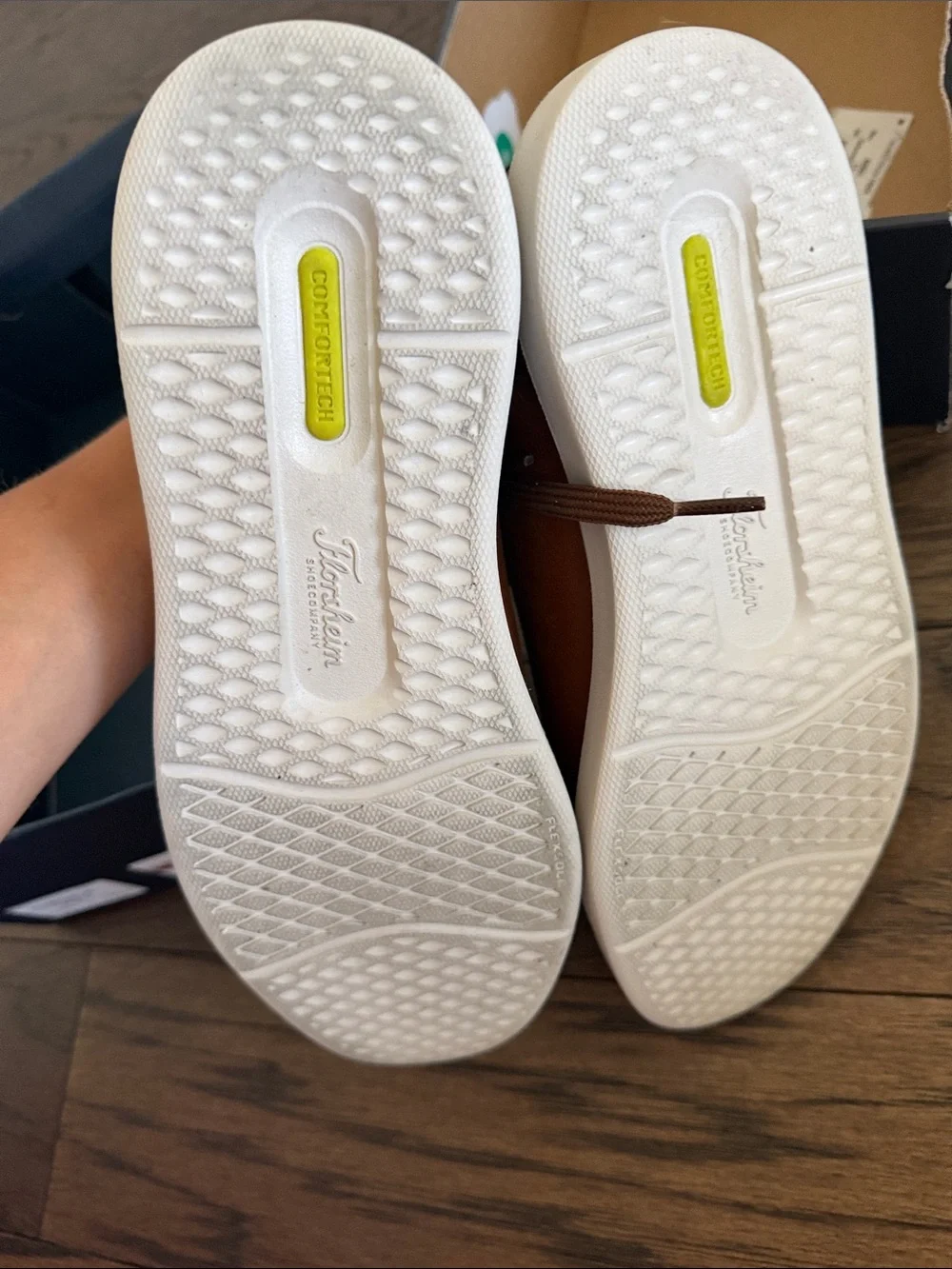 Florsheim Tan Leather Slip-On Sneakers with White Sole